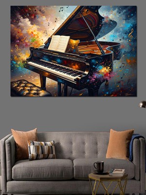 Tablomega Piyano Sanatsal Portre Dekoratif Kanvas - Mdf Ahşap Tablo