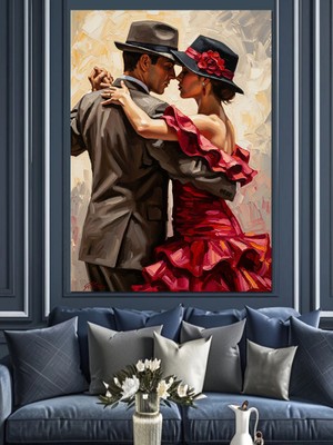 Artmeg Tutkulu Dans Eden Tango Çifti Dekoratif Kanvas - Mdf Ahşap Tablo