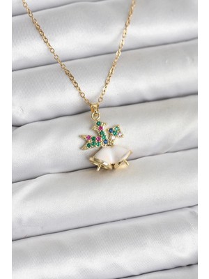 Mey Ithalat® 316L Çelik Zincir Gold Renk Chirtsmas Bell Model Yılbaşı Temalı Kadın Kolye