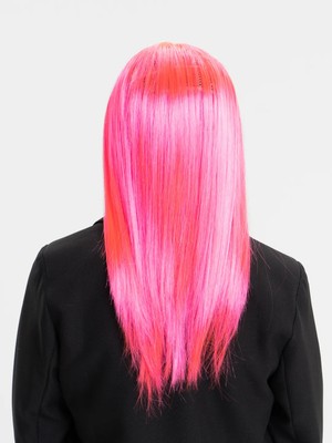 Mey Ithalat® Şeker Pembesi Koyu Pembe Renk Uzun Düz Parti Peruğu