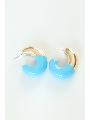 Mey Ithalat® Ccb Mavi Gold Çift Renk Küpe