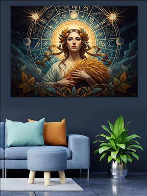 Tablomega Işıklar Saçan Mistik Kadın Portresi Dekoratif Kanvas - Mdf Ahşap Tablo