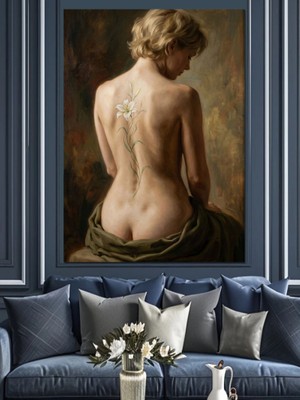 Tablomega Çıplak Kadın Sırtı ve Estetik Duruş Dekoratif Kanvas - Mdf Ahşap Tablo