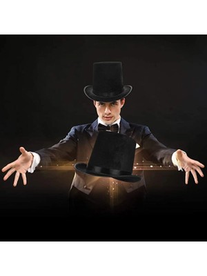 Mey Ithalat® Yetişkinler Için Siyah Renk Ringmaster Sihirbaz Şapkası Silindir Şapka