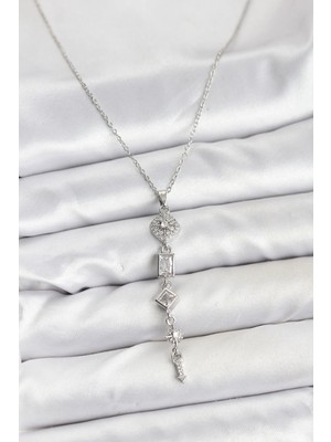 Mey Ithalat® 316L Çelik Zincir Gümüş Renk Kutup Yıldızı Enerji Model Kadın Y Kolye