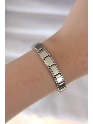 Mey Ithalat® 316L Çelik Gümüş Renk Yazısız Nomination Model Kadın Bileklik