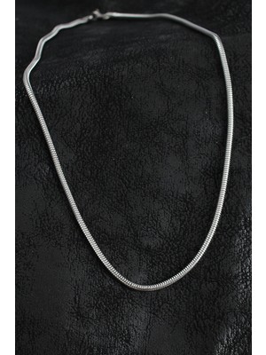 Mey Ithalat® 316L Çelik Oval Italyan Zincir Model Gümüş Renk Erkek Kolye