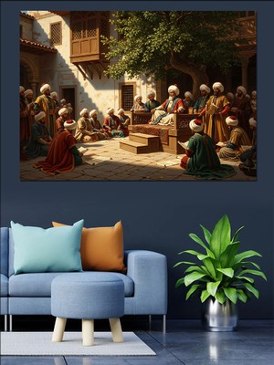 Artmeg Köy Meydanında Toplanmış Insan Kalabalığı Dekoratif Kanvas - Mdf Ahşap Tablo