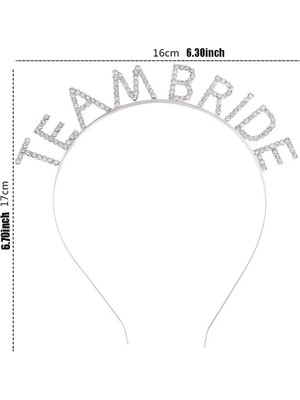 Mey Ithalat® Gümüş Kaplama Kristal Taşlı Team Bride Taç 16X17 cm