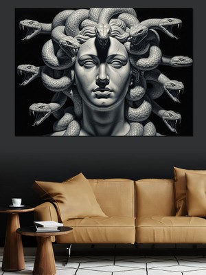 Tablomega Yılan Saçlı Mistik Medusa Portresi Dekoratif Kanvas - Mdf Ahşap Tablo