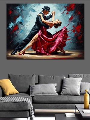 Tablomega Dans Eden Romantik Zarif Çift Dekoratif Kanvas - Mdf Ahşap Tablo