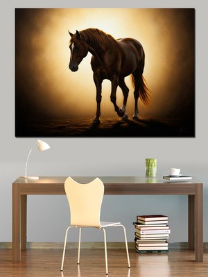 Tablomega Gün Batımında Koşan Asil At Dekoratif Kanvas - Mdf Ahşap Tablo