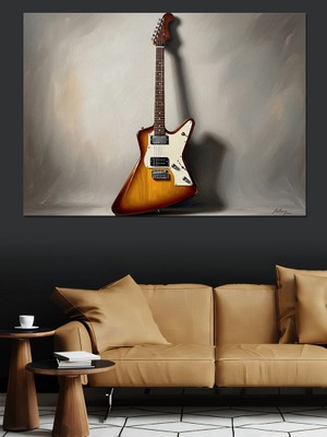 Artmeg Klasik Elektro Gitar Duvar Sanatı Dekoratif Kanvas - Mdf Ahşap Tablo