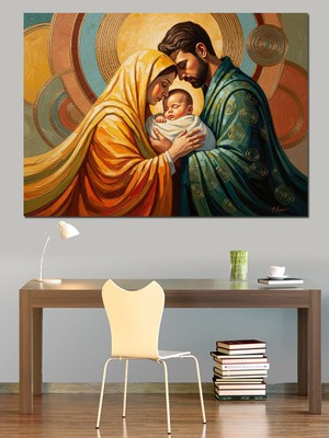 Artmeg Mutlu Aile Tablosu Dekoratif Kanvas - Mdf Ahşap Tablo