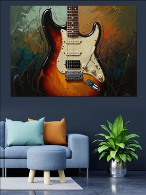 Tablomega Klasik Elektro Gitar Yakın Çekim Dekoratif Kanvas - Mdf Ahşap Tablo