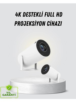 Mey Ithalat® Full Hd 4K Destekli Akıllı Projeksiyon – 130 Inç Ekran, Uzun Ömürlü Ampul ve Çoklu Giriş