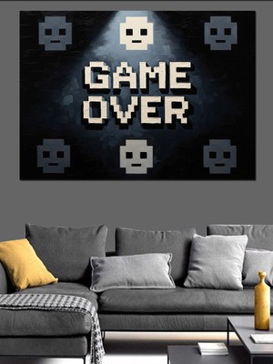 Tablomega Game Over Klasik Arcade Yazısı Dekoratif Kanvas - Mdf Ahşap Tablo