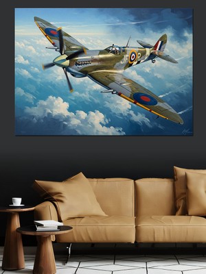 Tablomega Bulutlar Üzerinde Uçan Klasik Uçak Dekoratif Kanvas - Mdf Ahşap Tablo