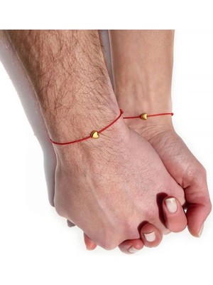 Tutu Tasarım Sevgili Bilekliği Kırmızı Ipli Kalp Figürlü Çift Bileklik – Ayarlanabilir Minimal Unisex Bileklik