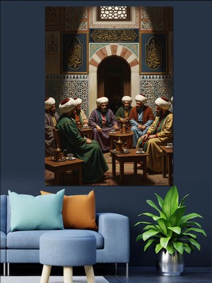 Tablomega Camide Sohbet Eden Osmanlı Alimleri Dekoratif Kanvas - Mdf Ahşap Tablo