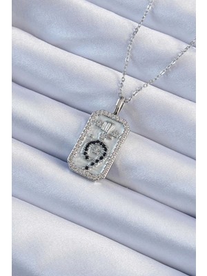 Mey Ithalat® 316L Çelik Zincir Gümüş Renk Zirkon Taşlı Minimal Papatya Figürlü Tarot Kolye