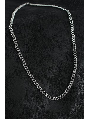 Mey Ithalat® 316L Çelik Klasik Oval Zincir Model Gümüş Renk Erkek Kolye