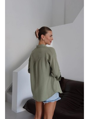 Colezium Tek Cepli Müslin Gömlek Haki Pt