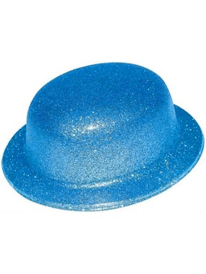 Mey Ithalat® Mavi Renk Simli Melon Yuvarlak Parti Şapkası 24X26 cm