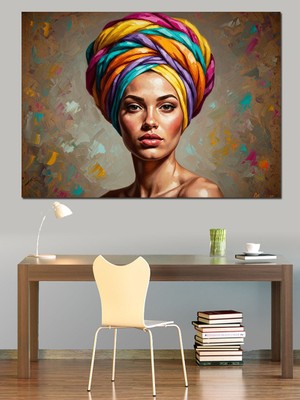 Tablomega Takılarıyla Zarif Modern Afrikalı Kadın Dekoratif Kanvas - Mdf Ahşap Tablo