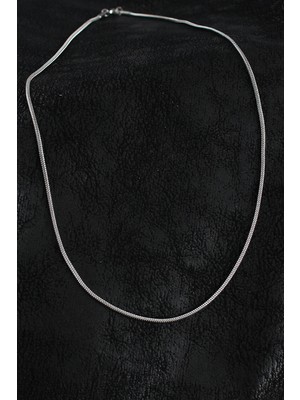 Mey Ithalat® 316L Çelik Örme Zincir Model Gümüş Renk Erkek Kolye