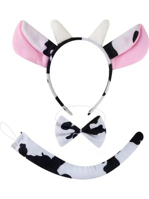 Mey Ithalat® Inek Kostüm Aksesuar Seti 3 Lü - Taç Papyon Kuyruk