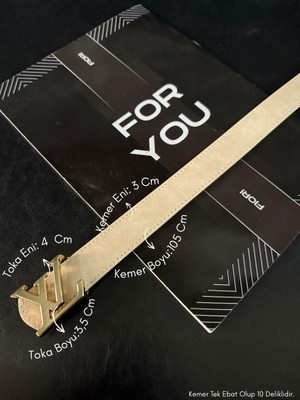 Fiori 3 cm Yazılı Tokalı Kadın Pantolon Kemeri, Ceket Kemeri, Elbise Kemeri, Gömlek Kemeri