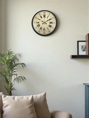 Mey Ithalat® 36 cm Siyah Retro Tasarım Duvar Saati