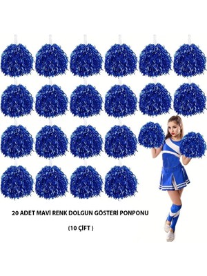 Mey Ithalat® 10 Çift ( 20 Adet ) Mavi Renk 23 Nisan 19 Mayıs 29 Ekim Okul Gösteri Ponponları