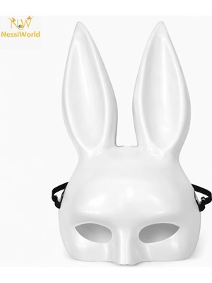 Mey Ithalat® Uzun Kulaklı Beyaz Lüks Tavşan Maskesi