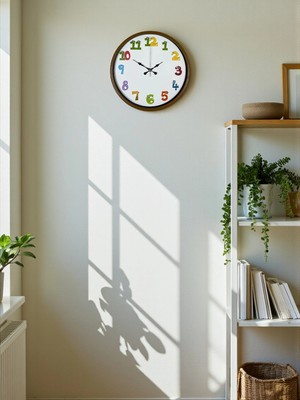 Mey Ithalat® 36 cm Kahverengi Çocuk Odası Duvar Saati