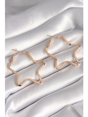 Mey Ithalat® Pirinç Gold Renk Yıldız Model Kadın Küpe