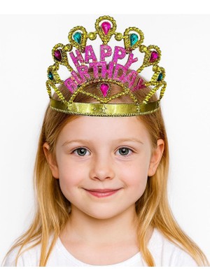 Mey Ithalat® Altın Renk Happy Birthday Yazılı Doğum Günü Tacı 60 cm