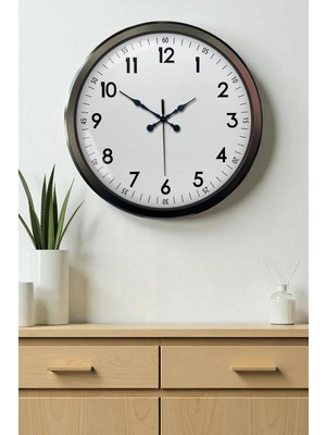 Mey Ithalat® Black Classic 52 cm Metal Modern ve Şık Duvar Saati