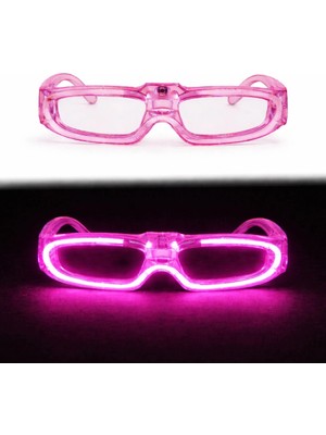 Mey Ithalat® Pembe LED Işıklı Parti Gözlüğü 3 Modlu – Glow &amp; Gece Eğlence Gözlüğü