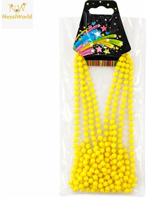 Mey Ithalat® Neon Sarı Boncuk Kolye 80 cm – Retro 80’ler 90’lar Parti Aksesuarı
