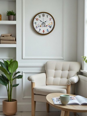 Mey Ithalat® 36 cm Kahverengi Çocuk Odası Duvar Saati