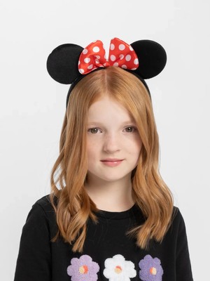 Mey Ithalat® Kırmızı Fiyonklu Minnie Mouse Taç Fare Tacı Kafa Bandı