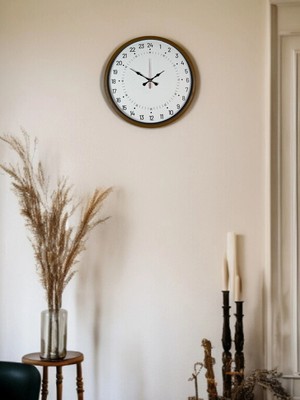 Mey Ithalat® 36 cm Kahverengi 24 Saat Göstergeli Özel Tasarım Duvar Saati