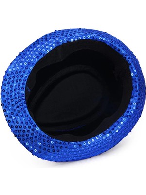 Colezium Disko Star Mavi Payetli Fötr Şapka Yetişkin Boy