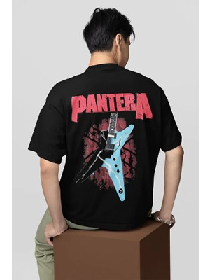 Sevbano Pantera Rock Metal Müzik Grubu Baskılı Unisex Oversize Tişört