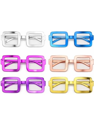 DS LLC Kare Şekilli Parti Gözlüğü 12'li Set – 6 Renk ( Camsız ) Iegtgrs-34