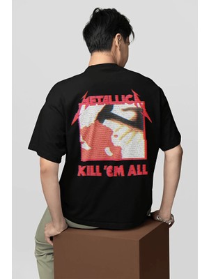 Sevbano Metallica Kill 'em All Baskılı Unisex Oversize Müzik Grubu Tişört