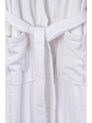 Colezium Ephemeris Pamuk Kapüşonlu Unisex Bornoz - Lara Beyaz
