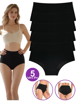 Kadın Külot Yüksek Bel 5li Likralı Pamuklu Toparlayıcı Rahat ve Şık Iç Giyim